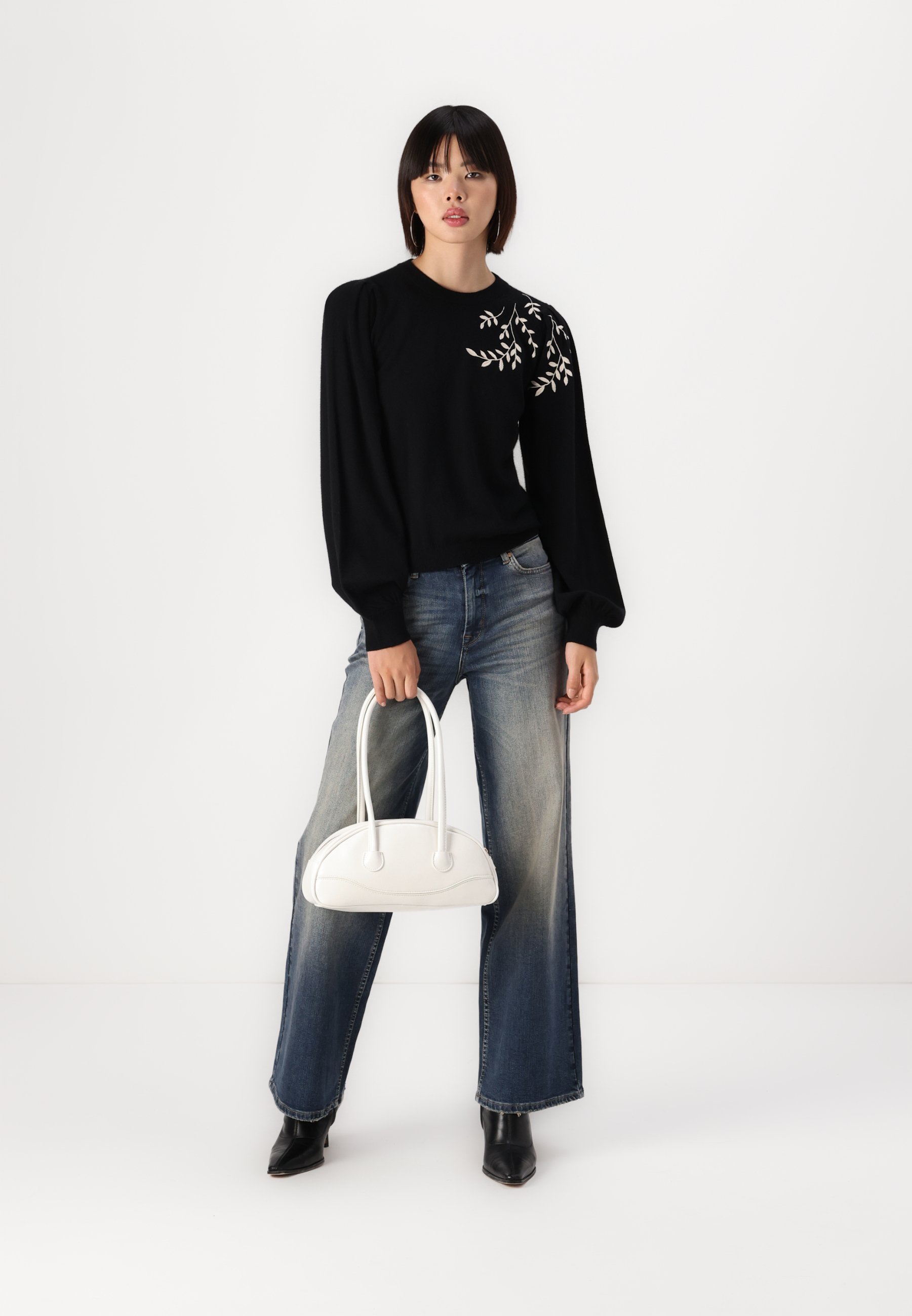 Object OBJTHESS EMBROIDERY PULLOVER - Jumper - black/black