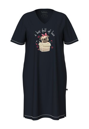 Ulla Popken GRAPHIC SHORT SLEEVE V-NECK - Nachtjapon - black