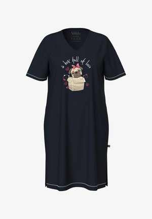 Ulla Popken GRAPHIC SHORT SLEEVE V-NECK - Nachtjapon - black