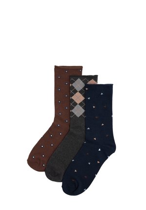 Ysabel Mora, PACK 3 CALCETINES SIN PUÑO ESTAMPADOS GEOMÉTRICOS - Calcetines - brown