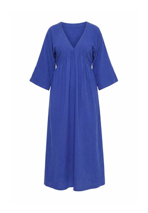 Ulla Popken, INVERTED BASQUE WAIST 3/4 SLEEVE MUSLIN DRESS - Vestito lungo - azure