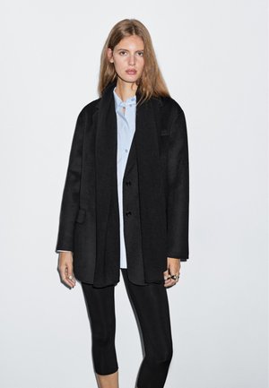 Massimo Dutti LAPEL COLLAR WITH DETACHABLE SCARF - Blazer - black