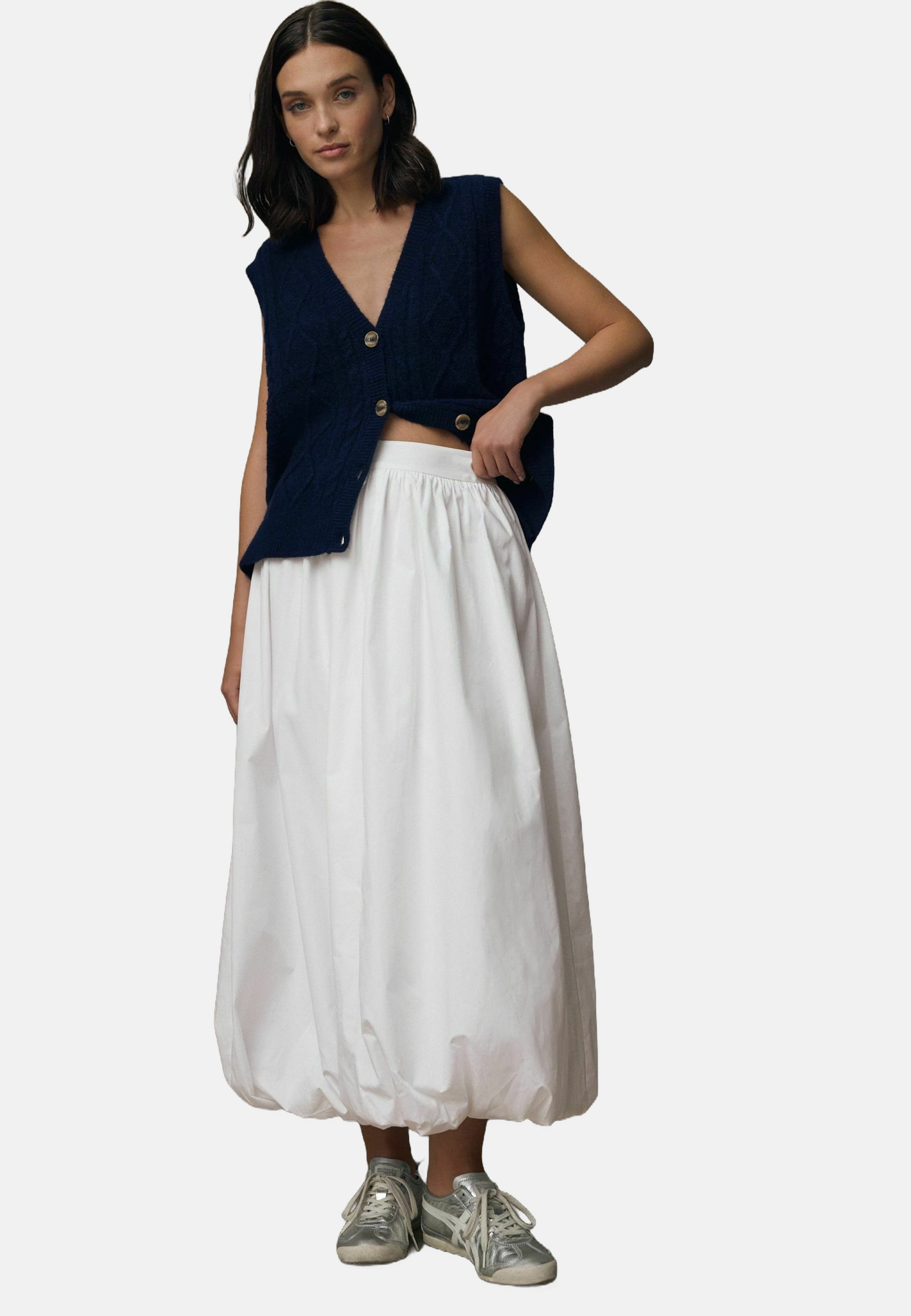 YILEEGOO Dames Y2k Bubble Maxi Rok Lage Casual Elastische Taille A-lijn