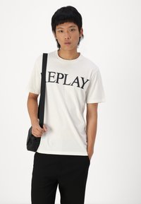 Replay Potiskana majica - natural white