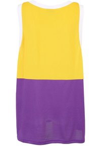 Mesh tank topp i gul og lilla, med rund hals og uten ermer. Den øverste delen i gult har en teksturert finish.