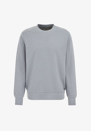 Grå sweatshirt lavet af blød bomuldsblanding, med rund halsudskæring og lange ærmer. Tekstureret overflade med ribbede manchetter.