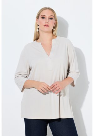 SPLIT NECK 3/4 SLEEVE TEE - Langærmet T-shirt - grey beige