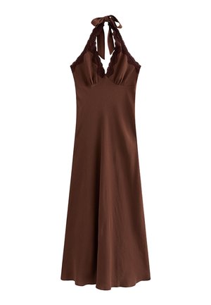 New Look, LACE TRIM HALTERNECK MIDI - Robe longue - dark brown