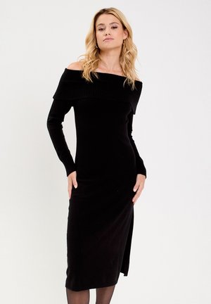 GERADE GESCHNITTENES - Vestido de punto - noir