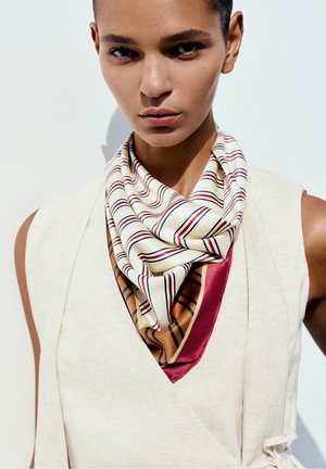 PULL&BEAR, STRIPED SATIN - SCARF - Foulard - orange