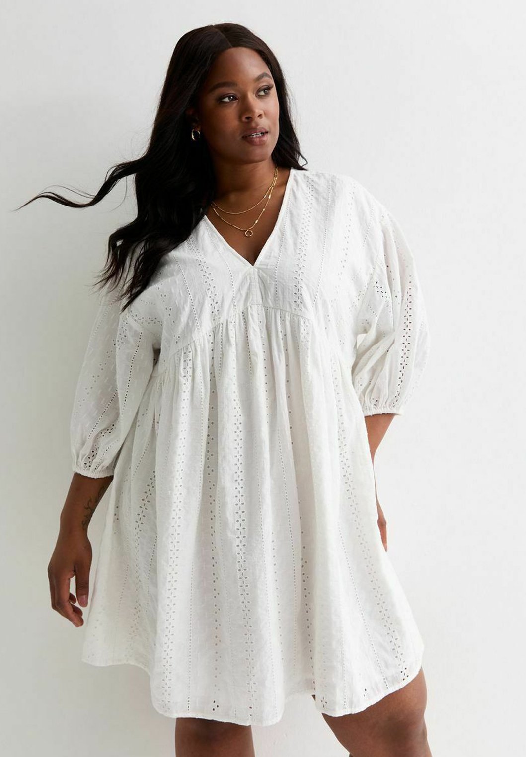 Mini Smock Asos White Smock Dress ASOS DESIGN Curve V Front V Back Smock  Mini Dress