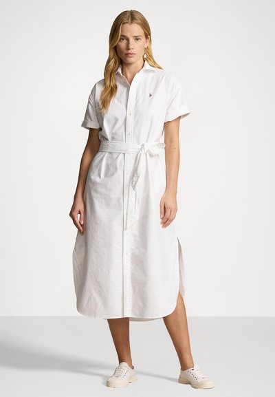 Polo Ralph Lauren BELTED SHORT SLEEVE OXFORD SHIRTDRESS - Blousejurk - white