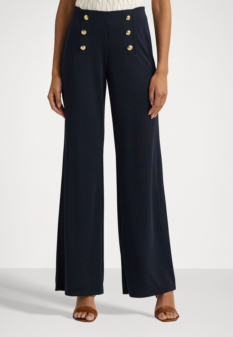 Lauren Ralph Lauren STRETCH JERSEY WIDE LEG PANT - Hlače - navy