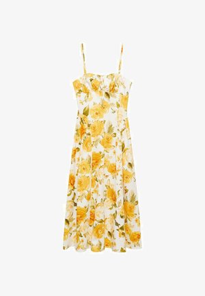 Mango FLORAL MIDI - WITH GATHERED NECKLINE - Day dress - yellow
