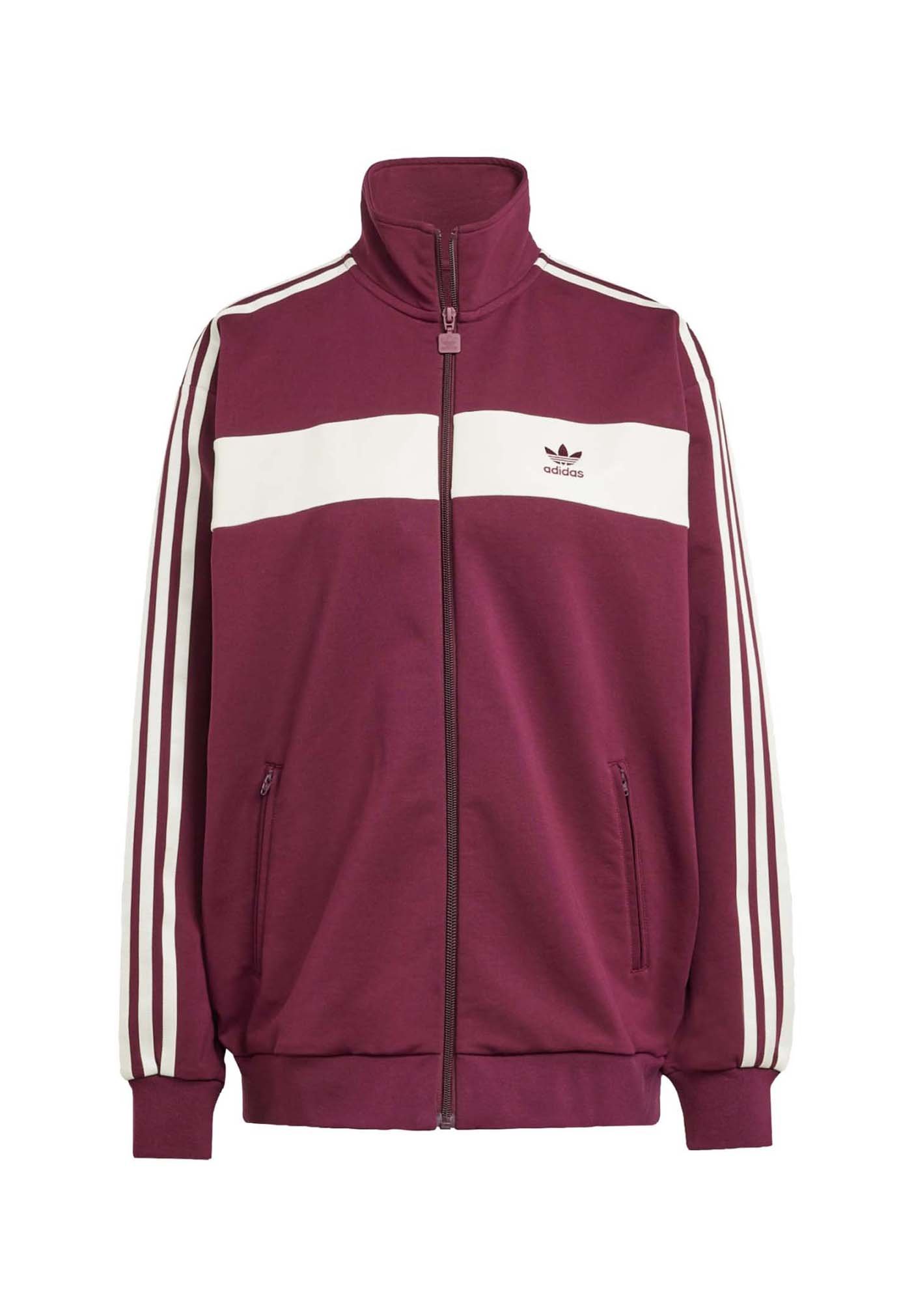 売れ筋商品|||アディダスオリジナルス パーカー・スウェットシャツ レディース アウター BLOCKED - Zip-up sweatshirt - maroon cream white adidas Originals BLOCKED - Zip-up sweatshirt - cream white