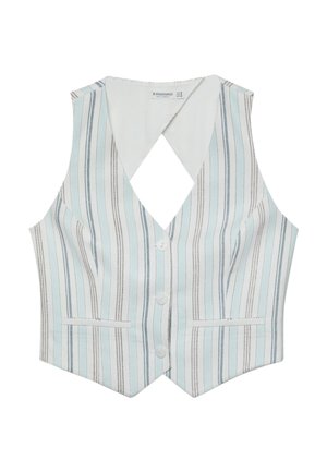 Stradivarius STRIPED WITH BACK VENT - Waistcoat - light blue