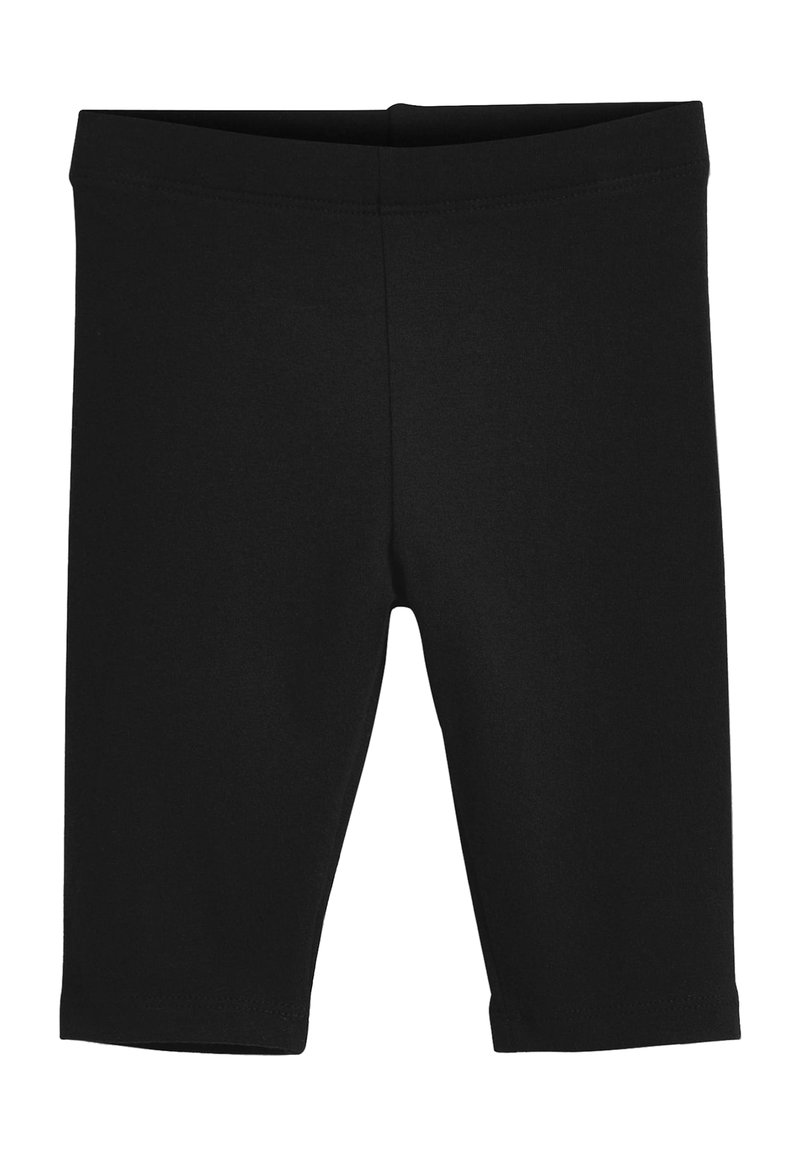 Zwarte fietsbroek van een katoenmix met een elastische tailleband. Glad textuur, slim-fit ontwerp, knie-lange snit, minimale stikseldetails.