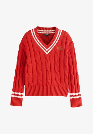 Next, CABLE V-NECK - Jersey de punto - red tipped