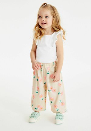PULL-ON - Broek - ecru white printed