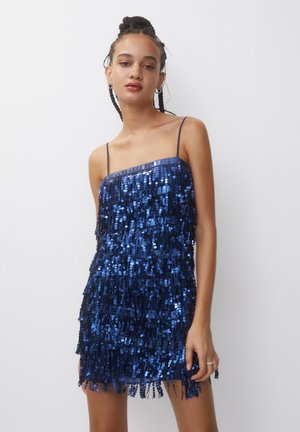 SEQUINNED WITH FRINGING - Cocktailklänning - dark blue