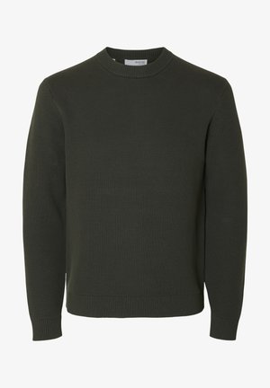 Selected, SLHDANE STRUCTURE CREW NECK - Pulóver - deep forest