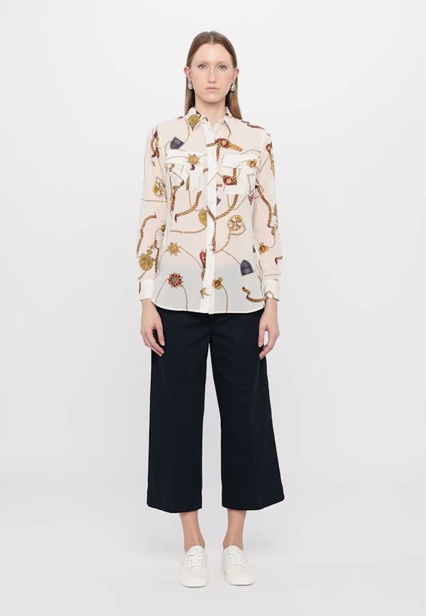 CLASSIC FIT PRINT COTTON VOILE SHIRT - Button-down blouse - cream3