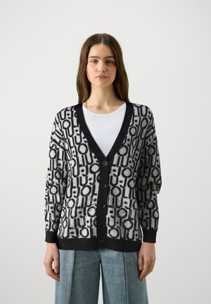 MAGLIA APERTA LOGO - Cardigan - black/white