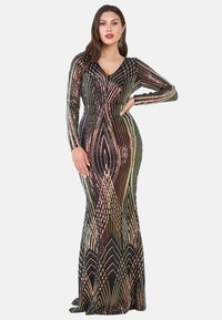Goddiva TWO TONED V NECK SEQUIN MAXI - Společenské šaty - black