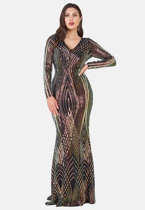TWO TONED V NECK SEQUIN MAXI - Vestido de fiesta - black