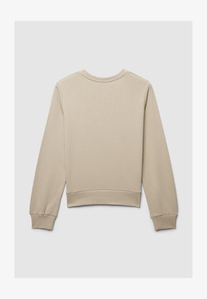 Felpa beige con maniche lunghe, scollo e polsini a costine. Tessuto liscio e design semplice, con orlo dritto.