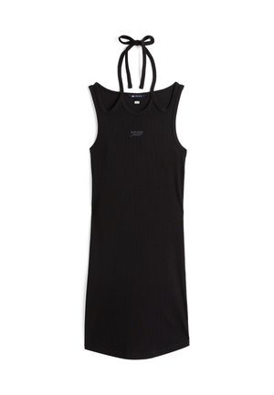 Tommy Jeans TIE DETAIL SCRIPT DRESS - Robe en jersey - black