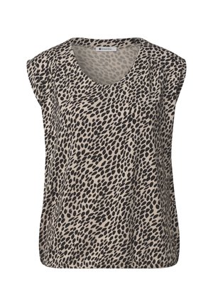 Street One, SHIRT MIT BOAT NECK UND ELASTIKBUND - T-shirt imprimé - cotton beige