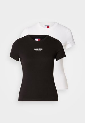 ESSENTIAL LOGO TEE 2 PACK - T-shirts med print - ecru/black