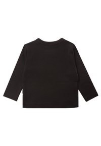 Schwarzes Langarmshirt aus weichem Baumwollstoff. Mit Rundhalsausschnitt und geradem Saum. Einfaches Design ohne sichtbare Muster oder Akzente.