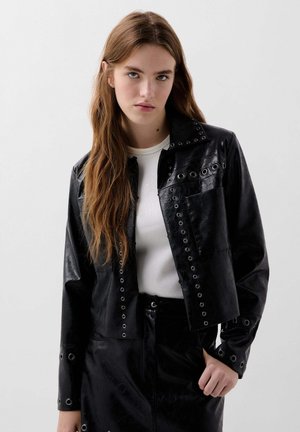 Scalpers EYELET - Faux leather jacket - black