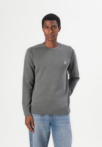 TOM TAILOR WASHED CREWNECK - Strickpullover - dark grey