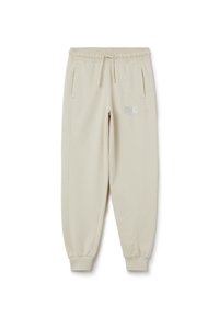 Beige Sweatpants aus weichem Material, mit einem elastischen Bund und Kordelzug, Seitentaschen und elastischen Bündchen, mit einem Logodetail.