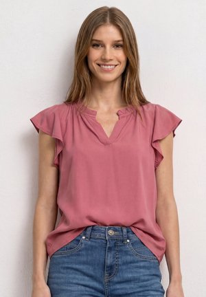 Street One, BLUSENSHIRT MIT SPLIT NECK UND VOLANT-ÄRMELN - Bluse - blush berry