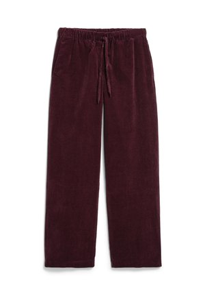 Kordhosen in tiefburgunder mit einem elastischen Bund und einem Kordelzug, zwei Taschen und geradem Bein. Weicher Stoff.