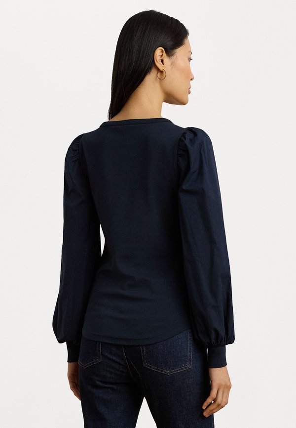 STRETCH COTTON PUFF SLEEVE HENLEY TOP - Long sleeved top4