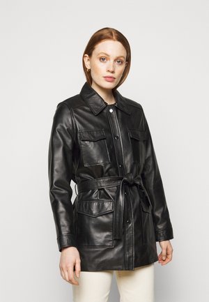 AMELIE BELTED JACKET - Kožená bunda - black