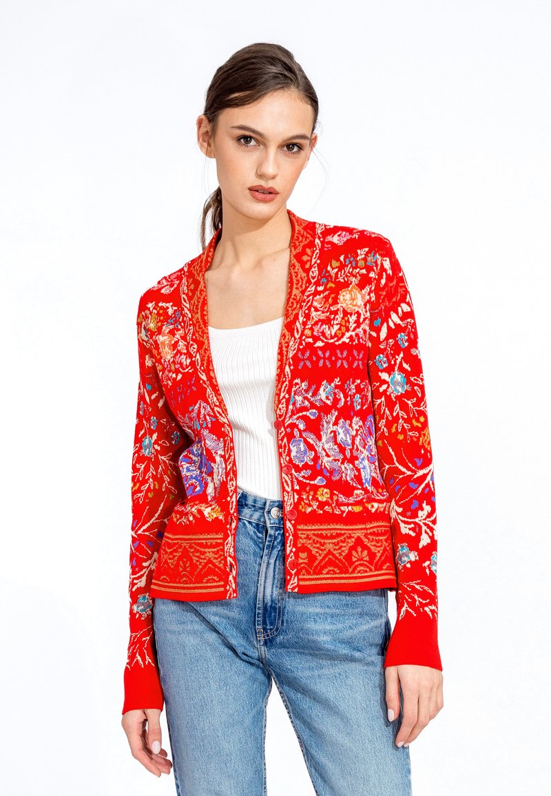 Ivko JACQUARD ANDALUSIA PATTERN - Vesta na kopčanje - red