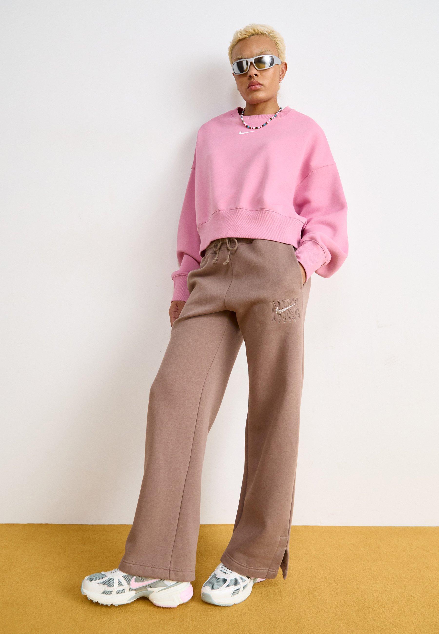 nike swoosh oversized brown tracksuit