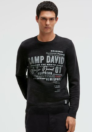 PULLOVER RUNDHALS MIT LOGO PRINTS - Jumper - black