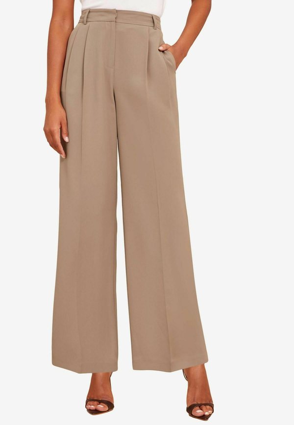 PREMIUM WIDE LEG - Stoffhose - natural