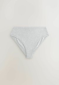 Chilot de bikini cu talie înaltă din bumbac gri deschis, cu o textură netedă, design ajustat și o ușoară elasticitate, fără modele sau accente vizibile.