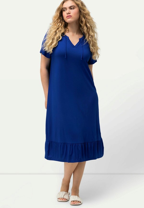 SPLIT NECK SHORT SLEEVE MIDI  - Jerseykleid