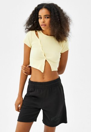 WITH EMBROIDERY - Shorts - mottled dark grey