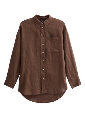 New Look, OVERSIZED LONG SLEEVE SHIRT - Blusa - dark brown
