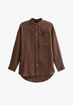 New Look, OVERSIZED LONG SLEEVE SHIRT - Hemdbluse - dark brown
